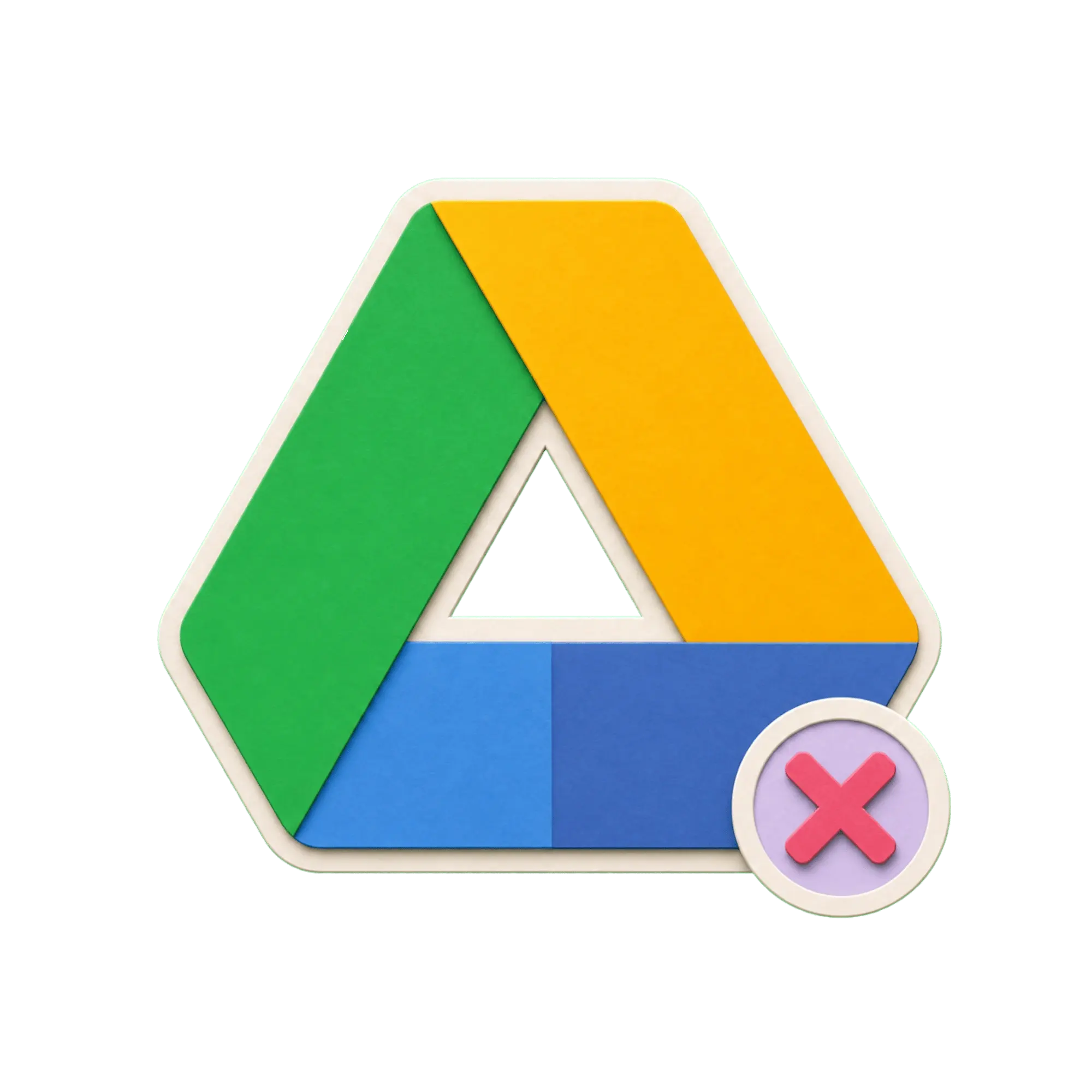 纸质符号,暗示 Google 云端硬盘表单和一个小免责声明图标