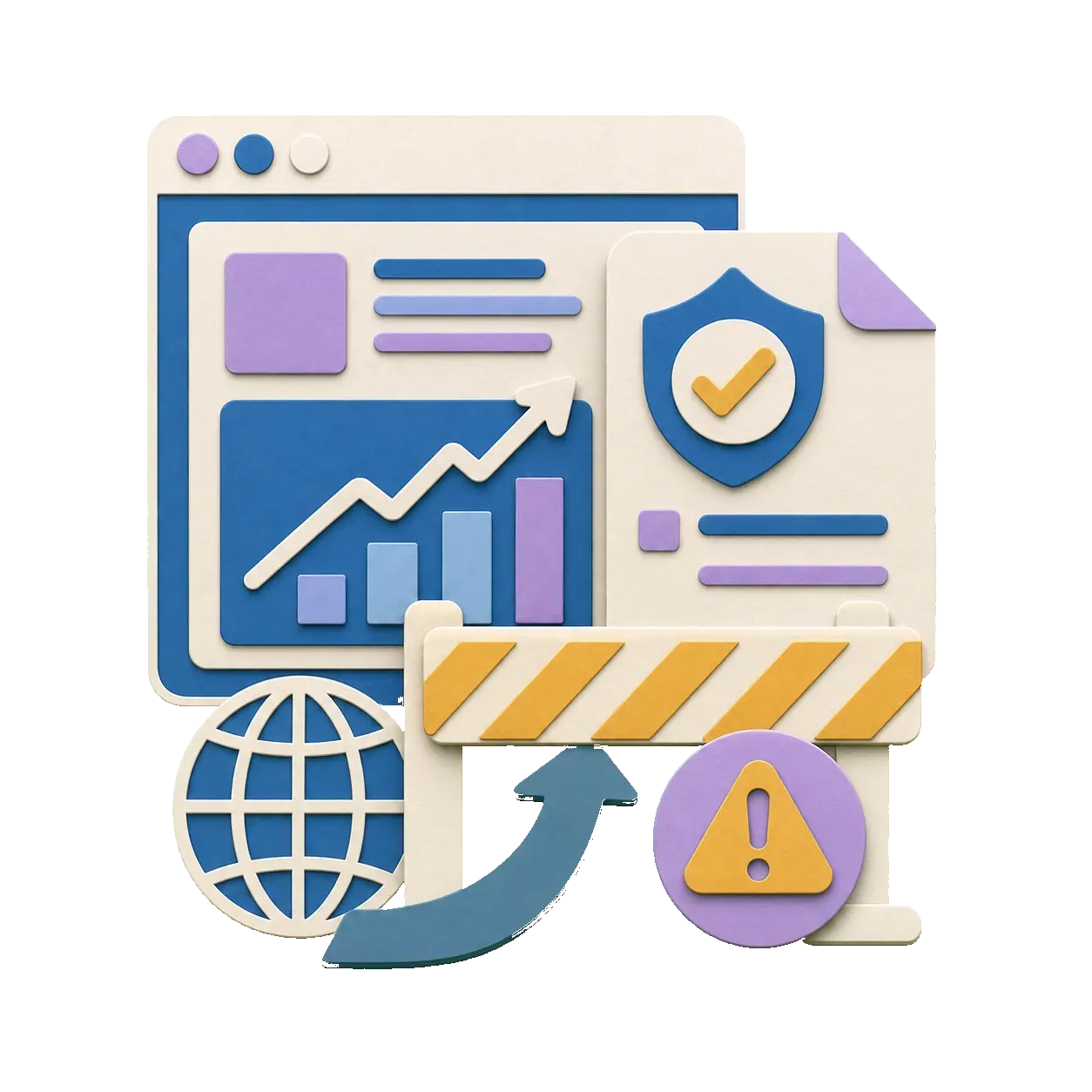 Paper-cut growth card blocked by a verification barrier and stalled channel