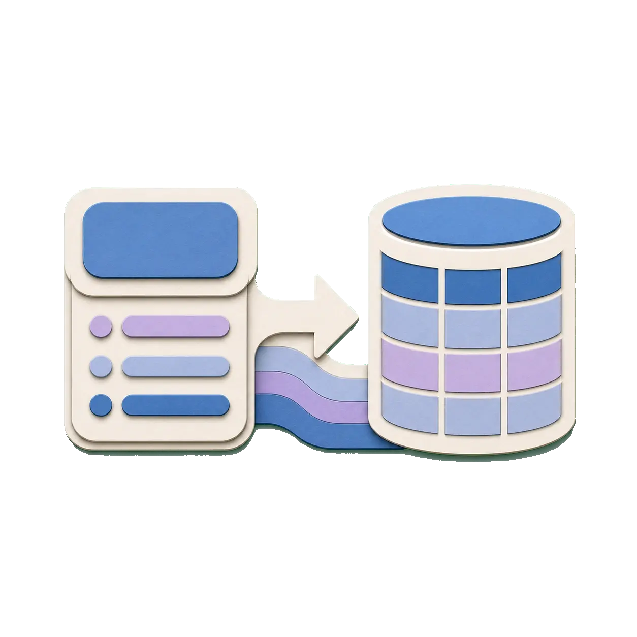 将数据从旧存储层移动到更结构化的 SQL 数据库的纸质符号